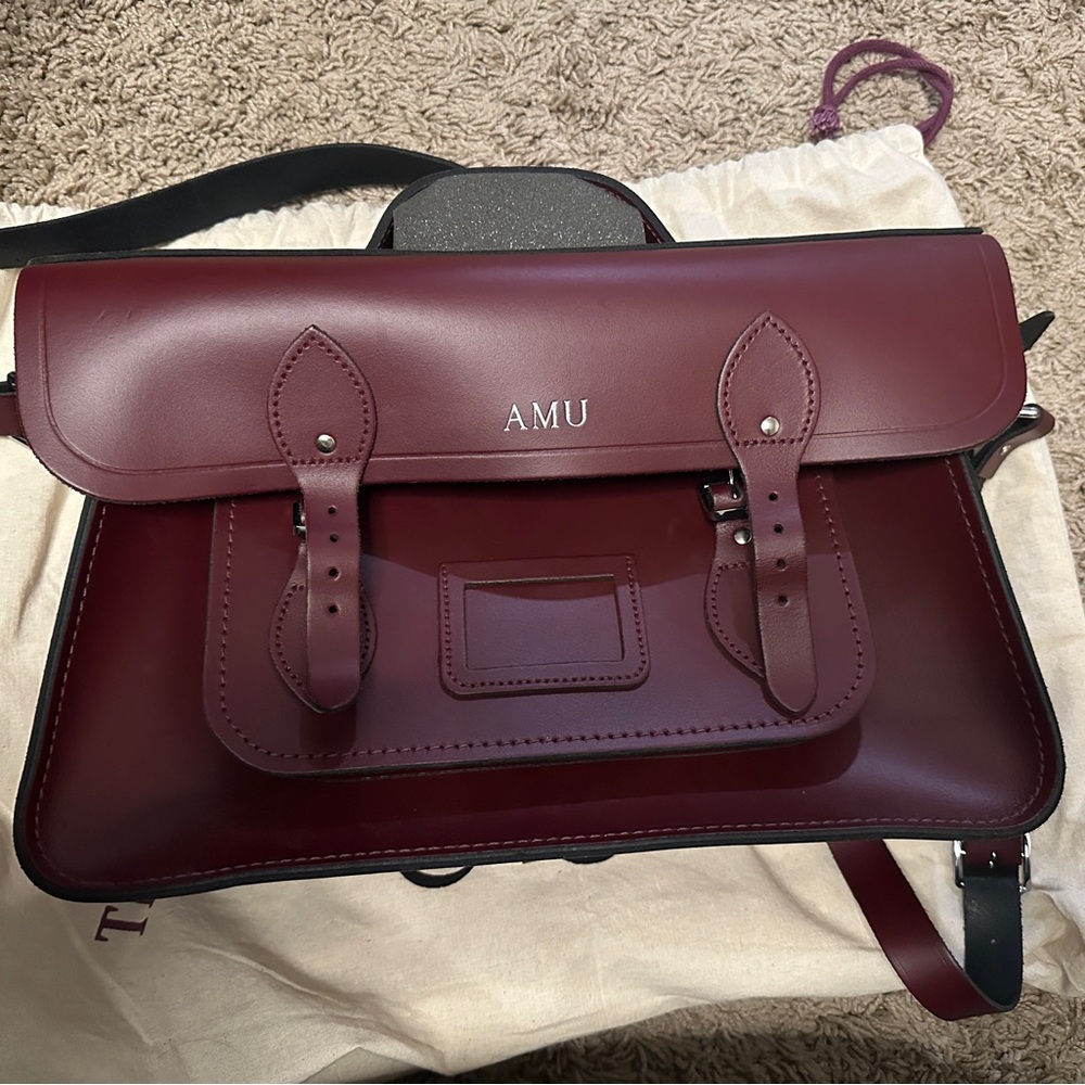 Oxblood Batchel Leather Satchel Bag 15”